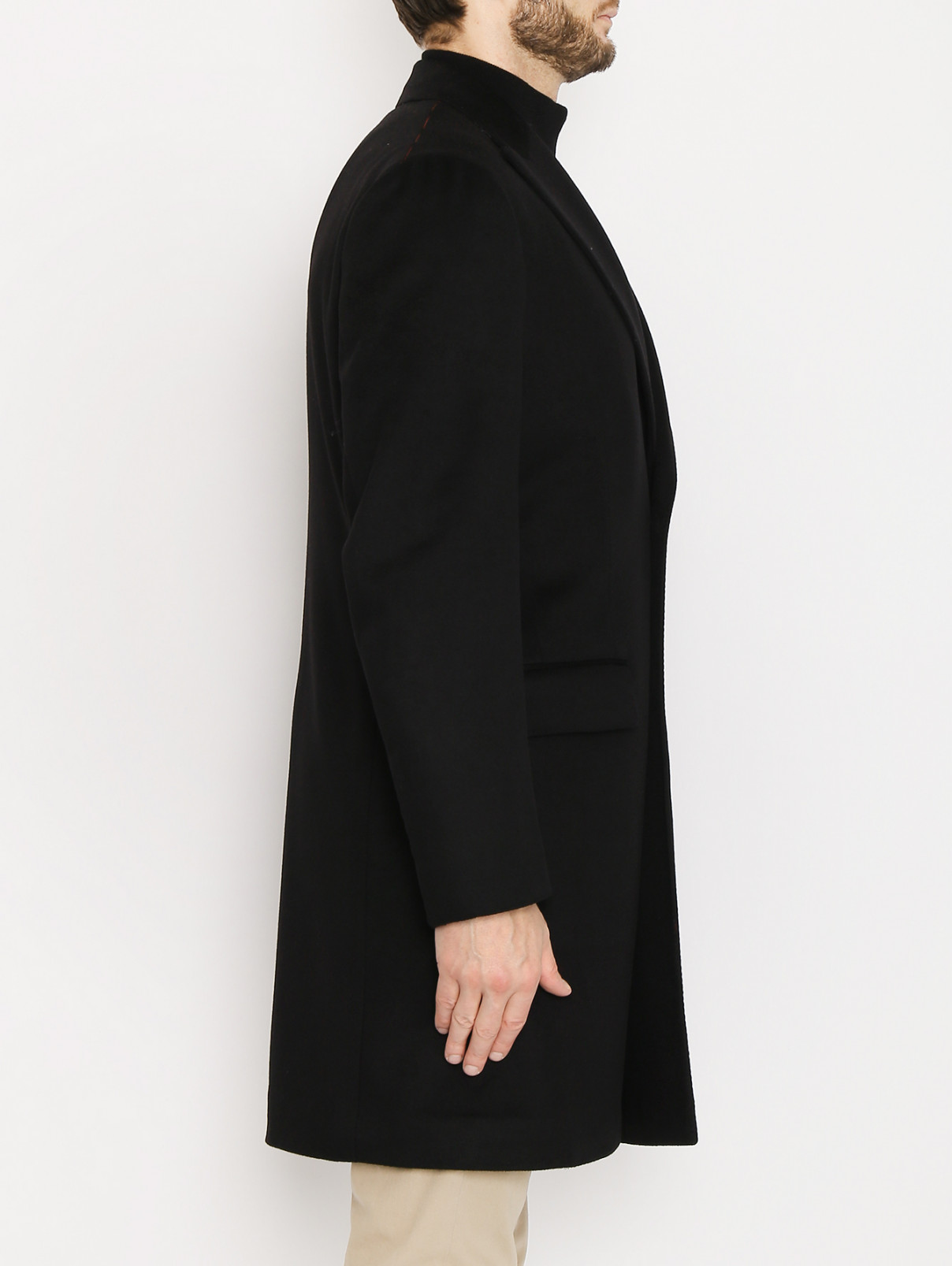 Пальто из шерсти с карманами Isaia  –  МодельВерхНиз2  – Цвет:  Черный