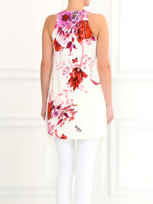 Платье с бахромой из хлопка с цветочным принтом  - Модель Верх-Низ1