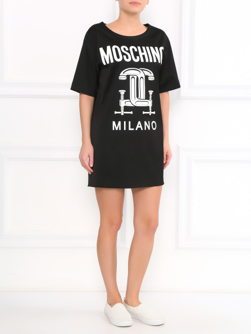 Платье прямого кроя с принтом Moschino Couture - Модель Общий вид