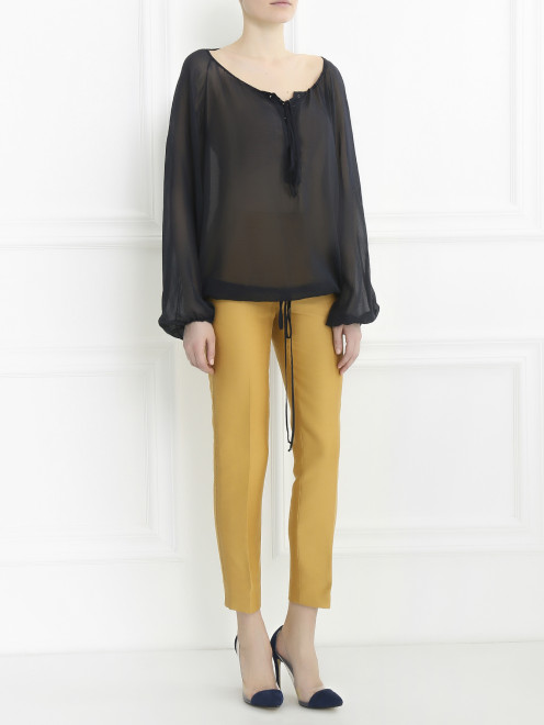 Блуза свободного кроя из хлопка и шелка Jean Paul Gaultier - Модель Общий вид