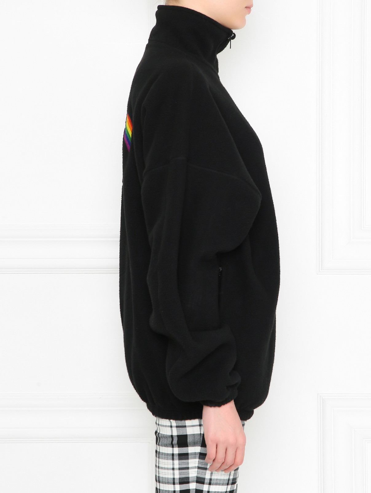 Куртка на молнии с вышивкой Balenciaga  –  L40574 528562 Куртка на молнии с вышивкой Balenciaga Модель Верх-Низ2 N315  – Цвет:  Черный