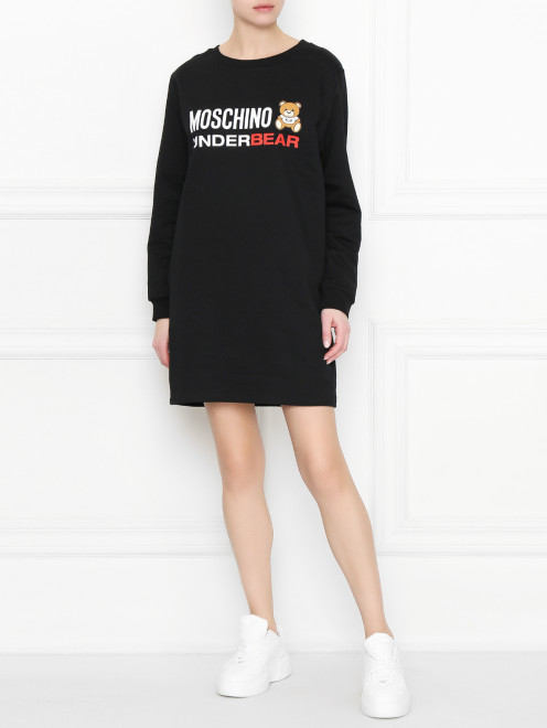 Свитшот удлиненный с принтом  Moschino Underwear - МодельОбщийВид
