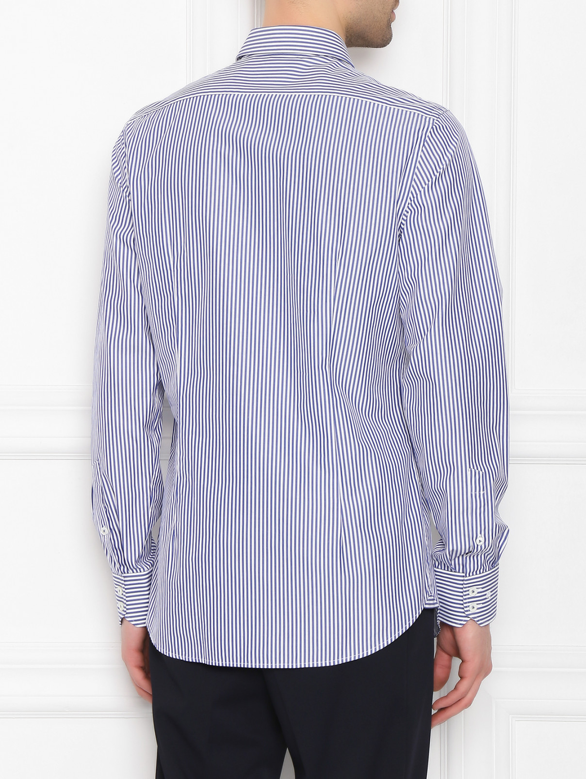 Рубашка из хлопка с узором "полоска" Van Laack  –  МодельВерхНиз1  – Цвет:  Синий