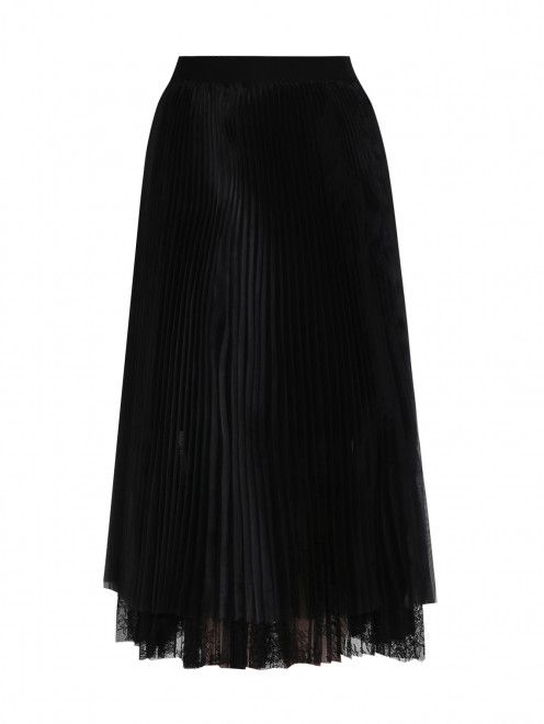 Плиссированная юбка на резинке с кружевом - Общий вид