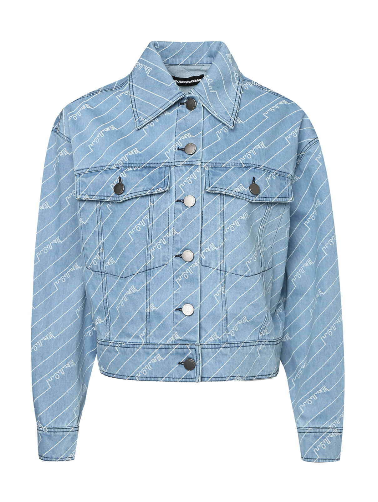 Куртка джинсовая с вышивкой House of Holland  –  Общий вид  – Цвет:  Синий