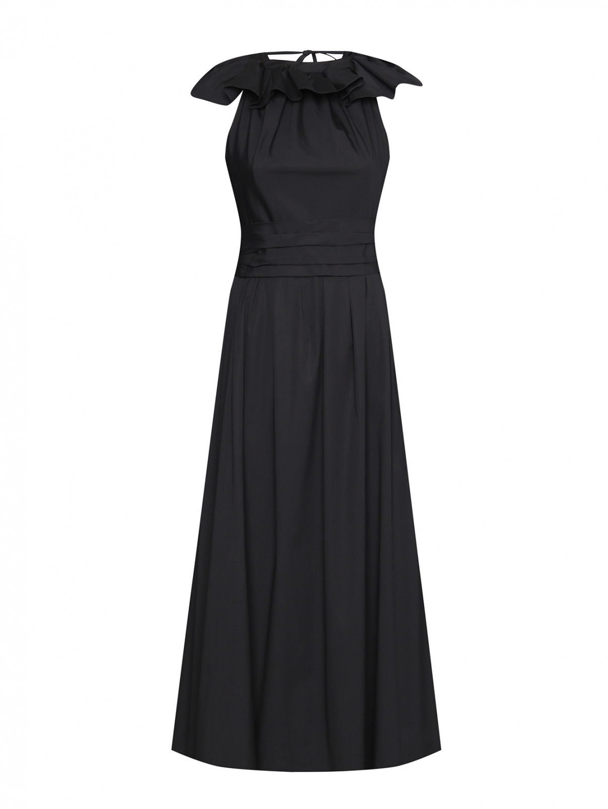 Платье-миди из хлопка Carolina Herrera  –  Общий вид  – Цвет:  Черный