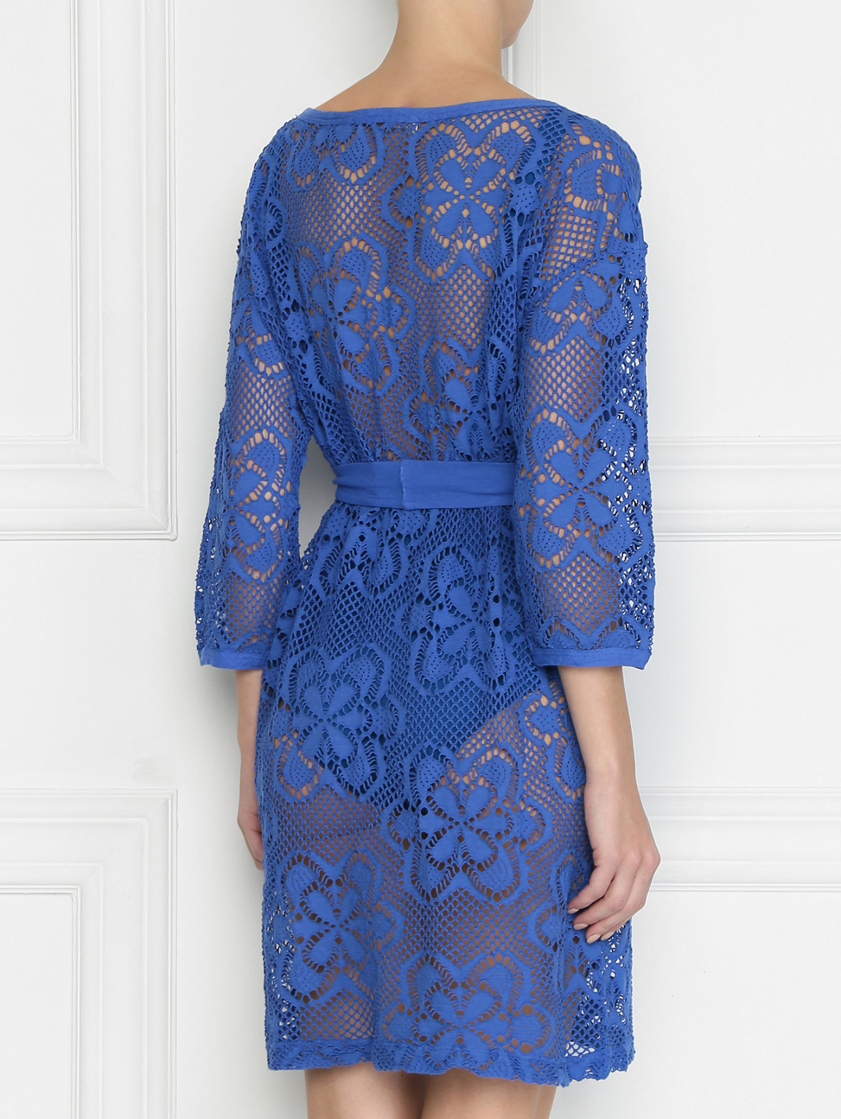 Платье кружевное из хлопка La fabrica del lino  –  МодельВерхНиз1  – Цвет:  Синий