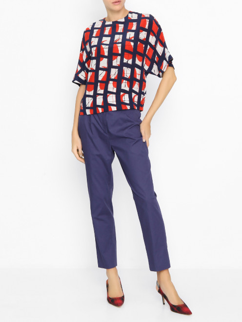 Шелковая блуза с принтом геометрия Barba Napoli - МодельОбщийВид