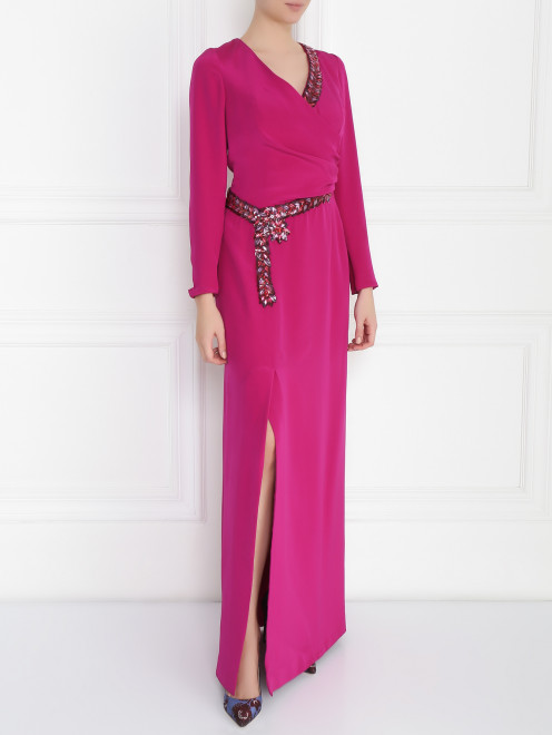 Платье-макси из шелка с декоративной отделкой Carolina Herrera - Модель Общий вид