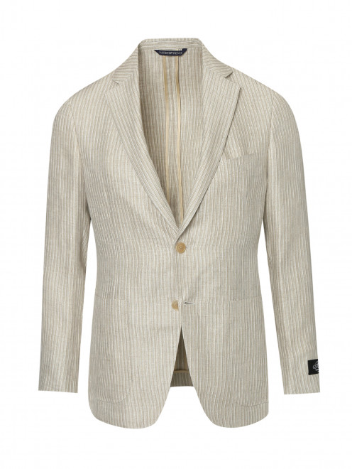 Пиджак однобортный из льна с узором "полоска"  Belvest - Общий вид