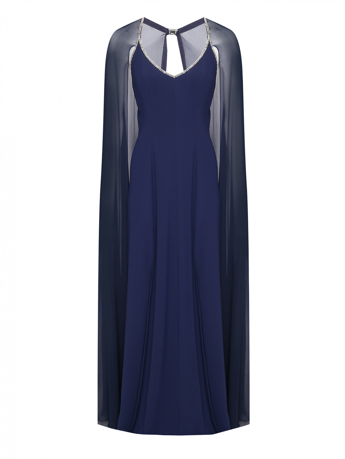 Платье-макси, декорированное кристаллами Jenny Packham  –  Общий вид  – Цвет:  Синий