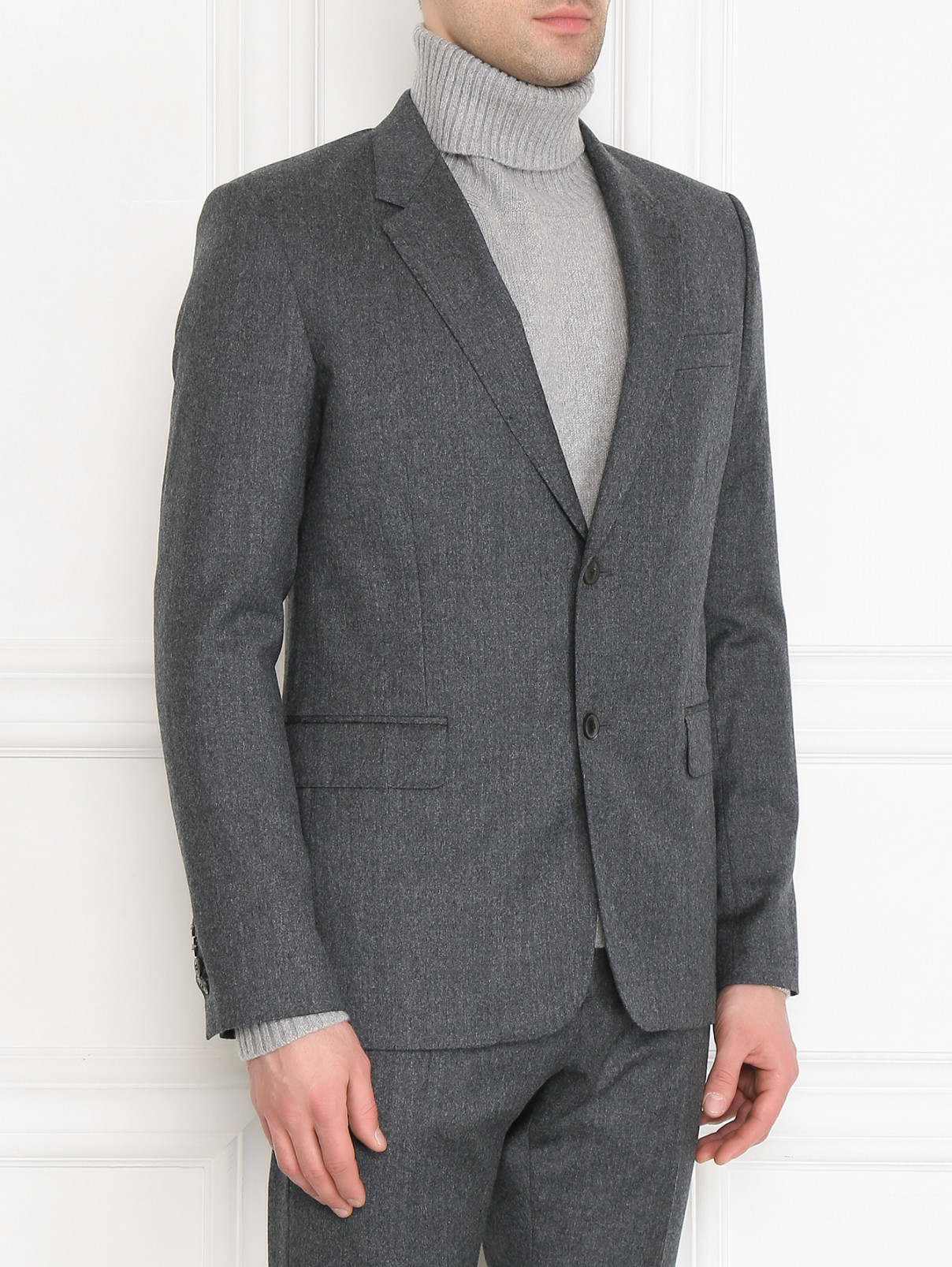 Пиджак из шерсти Ami  –  МодельВерхНиз  – Цвет:  Серый
