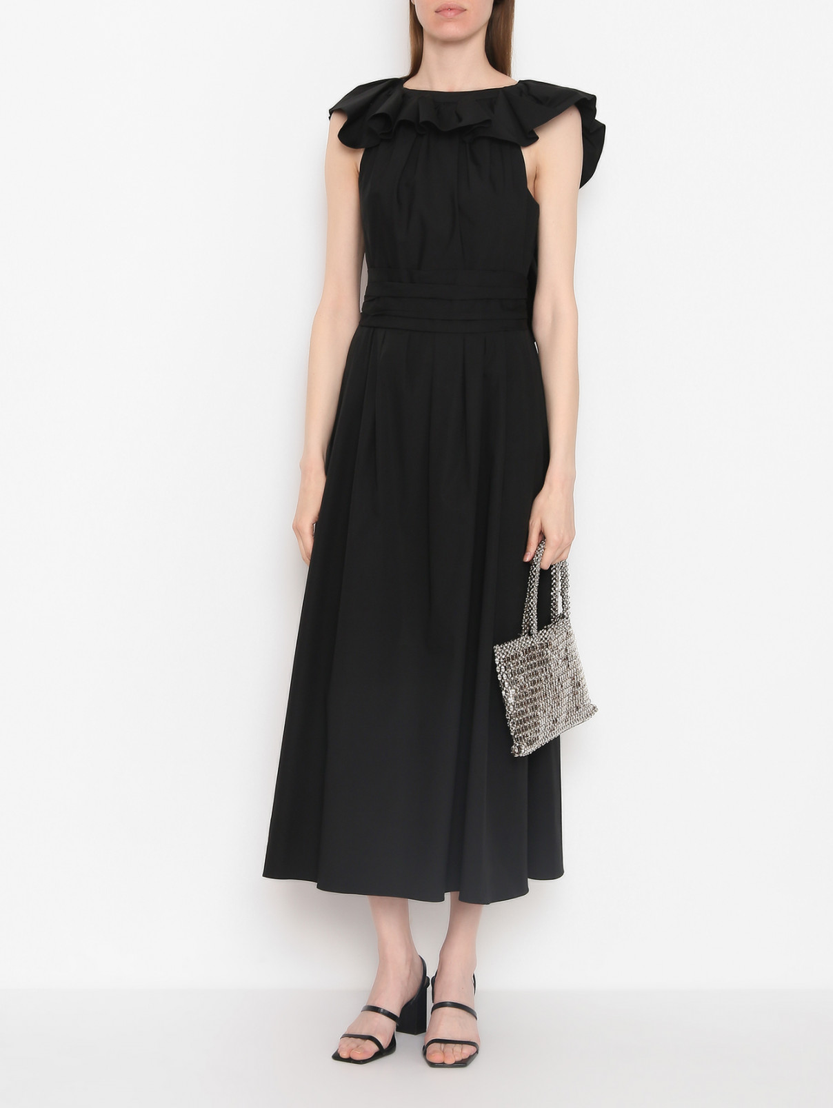 Платье-миди из хлопка Carolina Herrera  –  МодельОбщийВид  – Цвет:  Черный