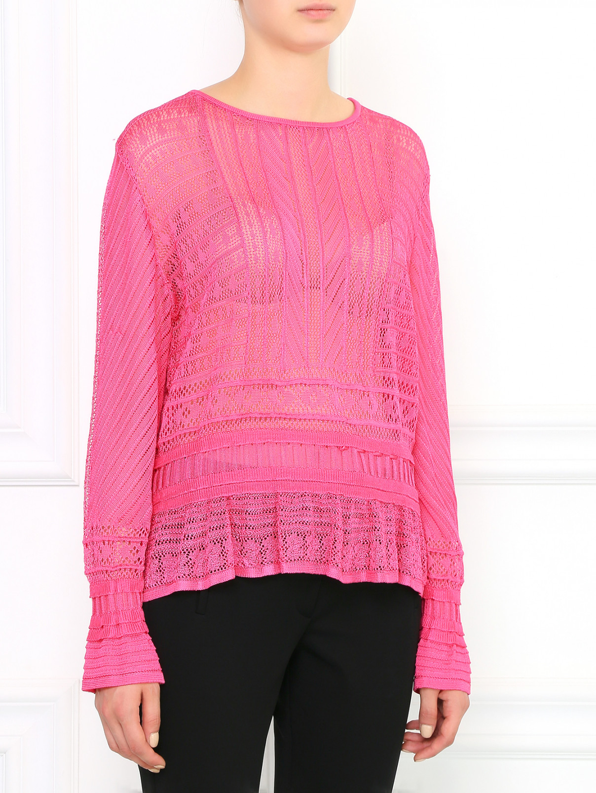 Кружевная блуза на кулиске Lil Paris  –  Модель Верх-Низ  – Цвет:  Розовый