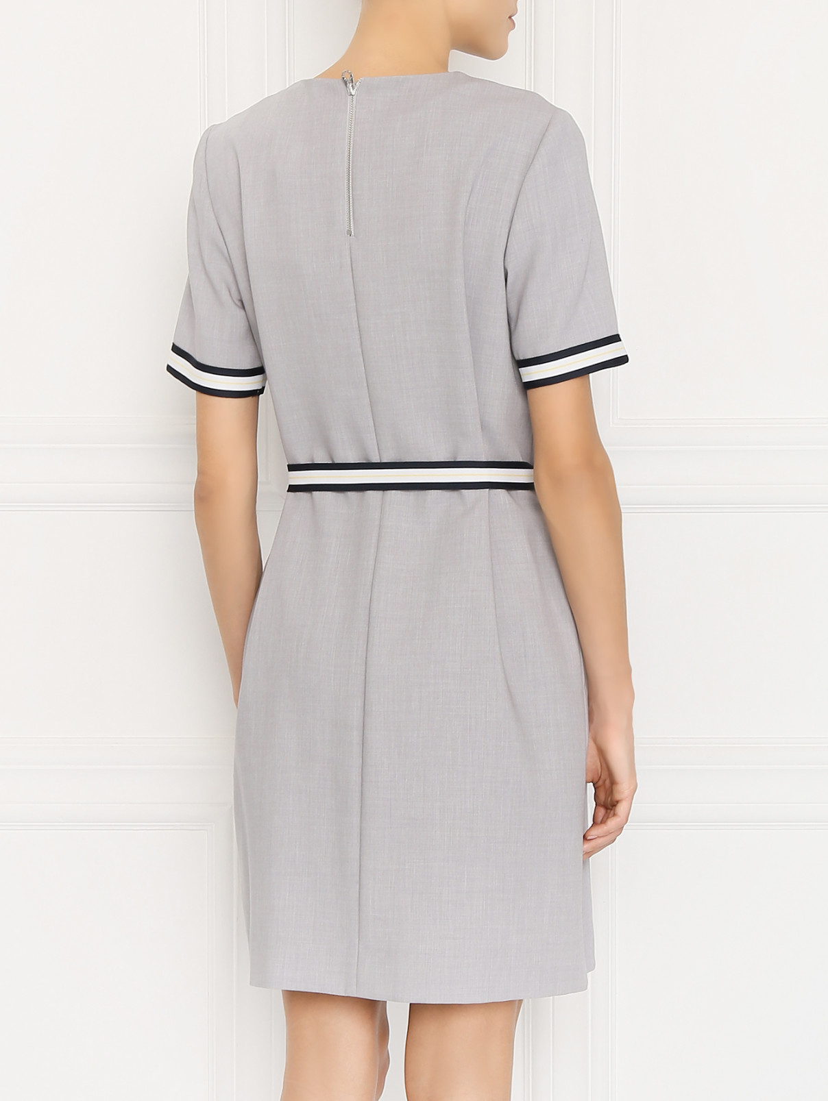 Платье с контрастной отделкой и поясом Tommy Hilfiger  –  МодельВерхНиз1  – Цвет:  Серый
