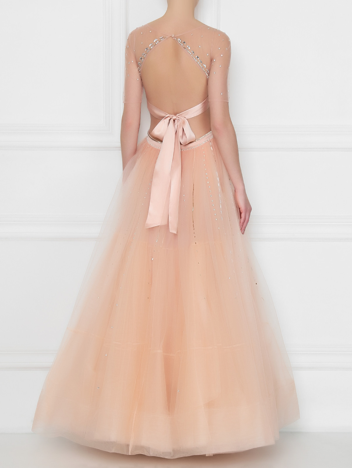 Платье из сетки с вышивкой стеклярусом Temperley London  –  МодельВерхНиз1  – Цвет:  Розовый