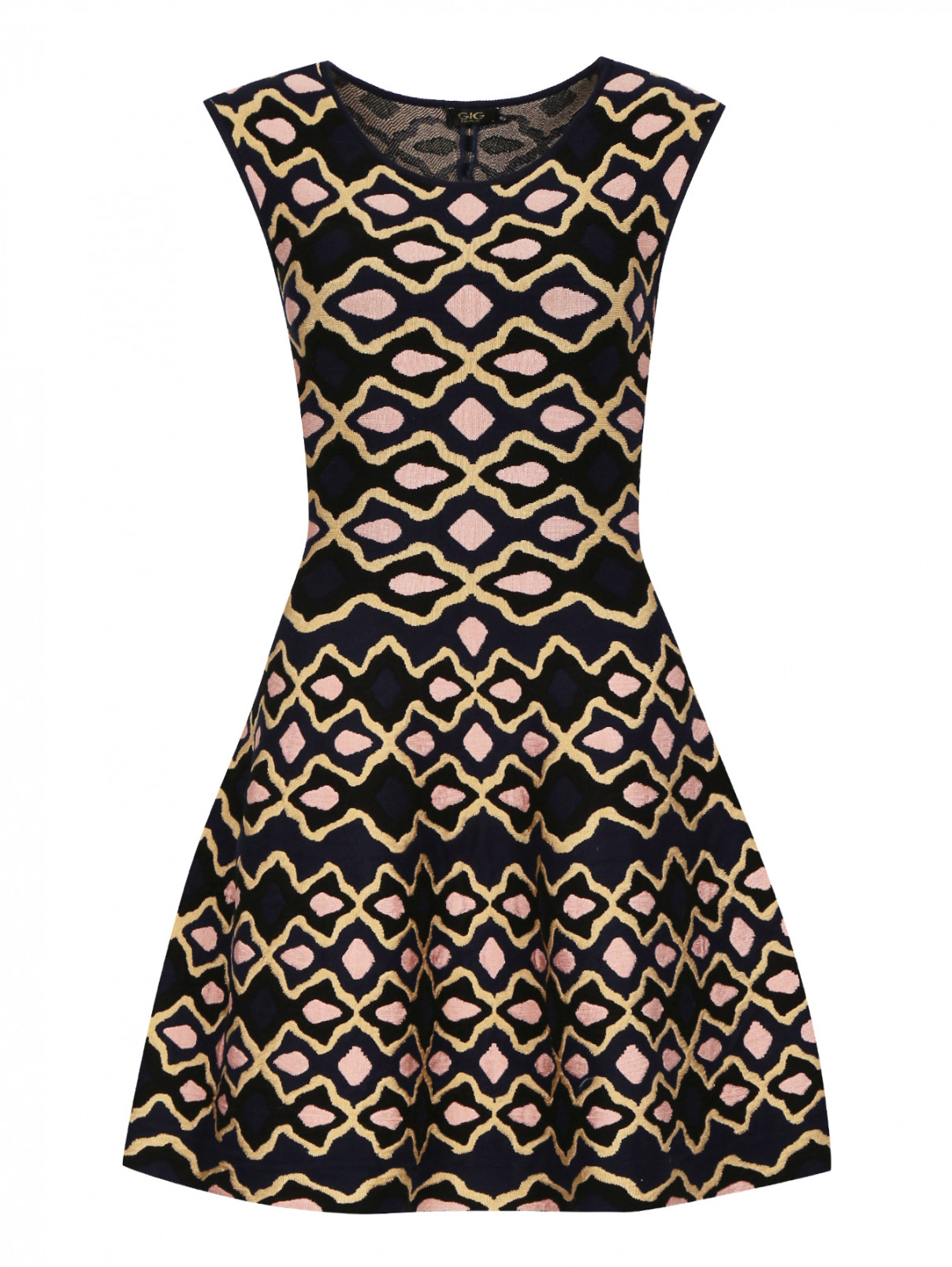 Трикотажное платье-мини с узором GIG Couture  –  Общий вид  – Цвет:  Узор