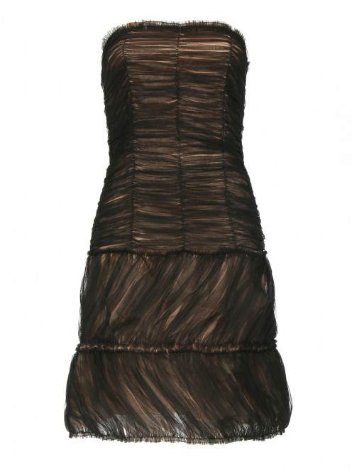Мини-платье из шелка с драпировкой из сетки - Общий вид