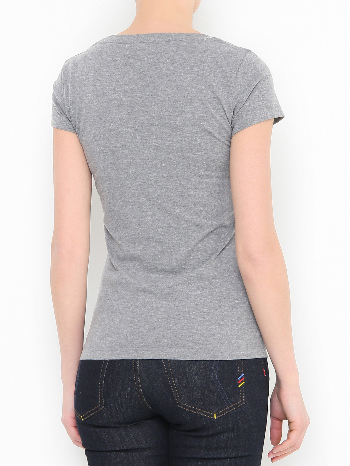 Трикотажная футболка с принтом Ice Play  –  МодельВерхНиз1  – Цвет:  Серый