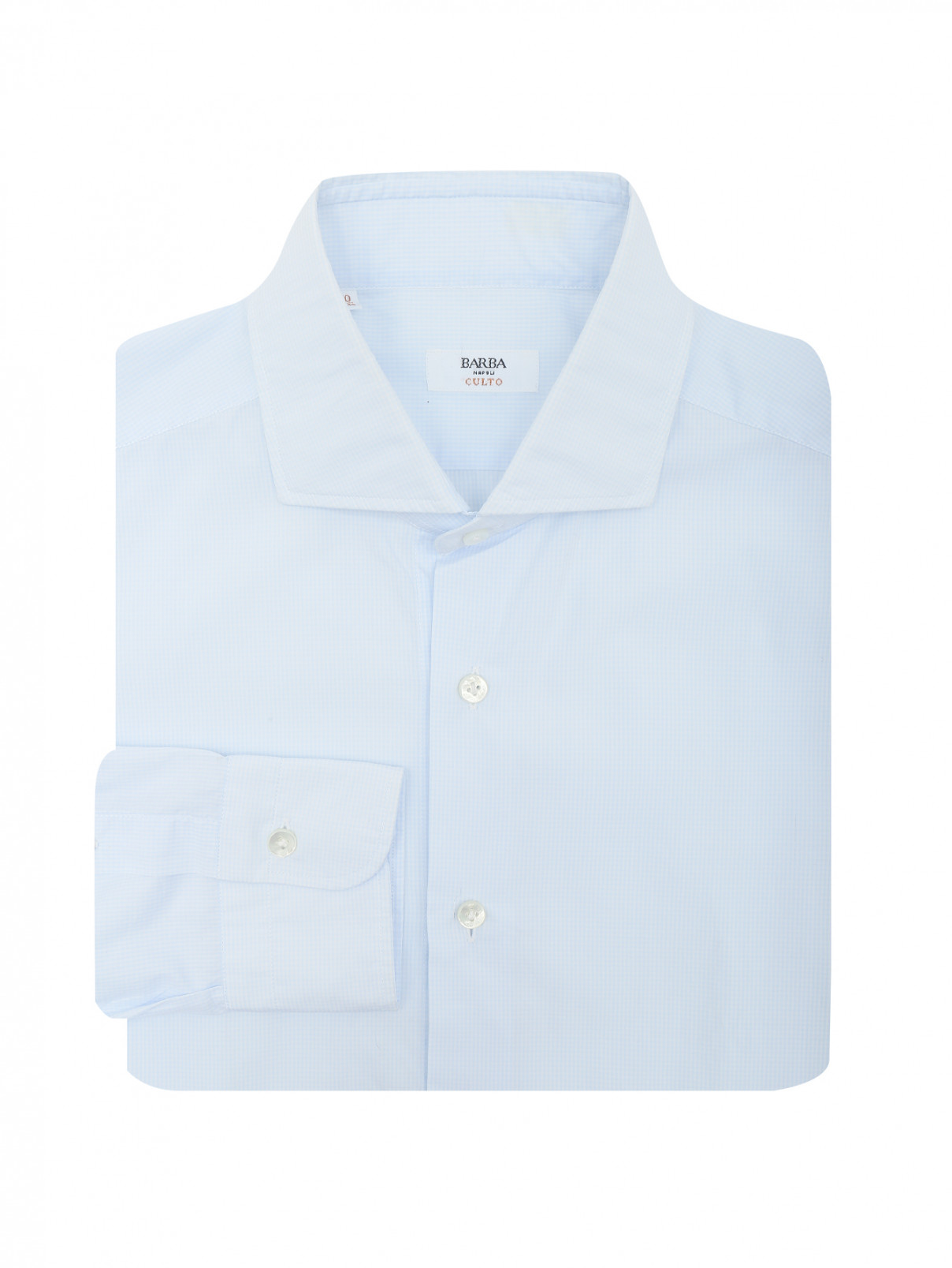 Рубашка из хлопка с узором "клетка" Barba Napoli  –  Общий вид  – Цвет:  Белый