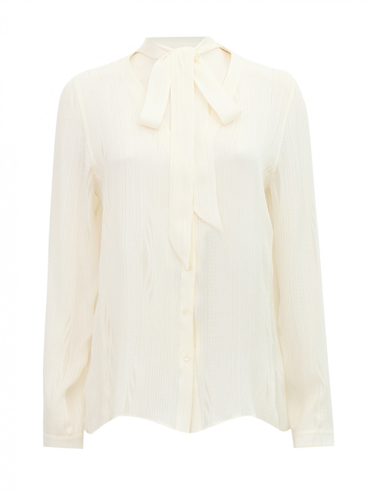 Блуза из смесового шелка с бантом Akris  –  Общий вид  – Цвет:  Белый