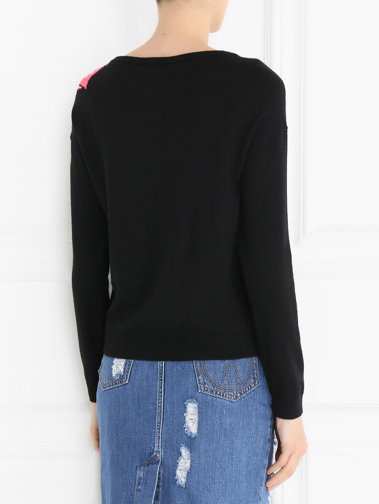 Джемпер с длинным рукавом и контрастным принтом Armani Jeans  –  Модель Верх-Низ1  – Цвет:  Черный
