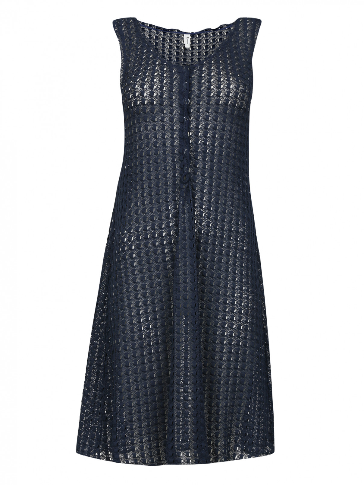 Трикотажное платье свободного кроя Valery Prestige  –  Общий вид  – Цвет:  Синий
