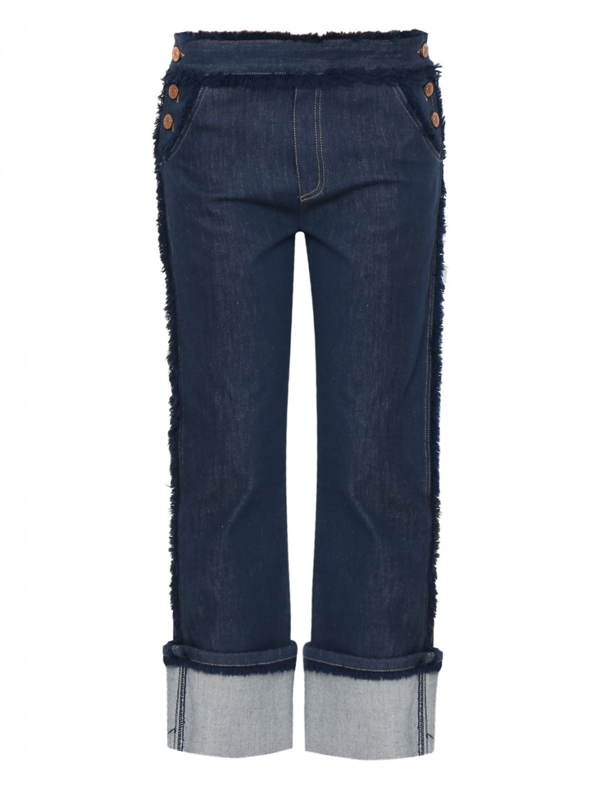 Прямые джинсы с высокой посадкой и бахромой See by Chloe – Общий вид – Цвет: Синий