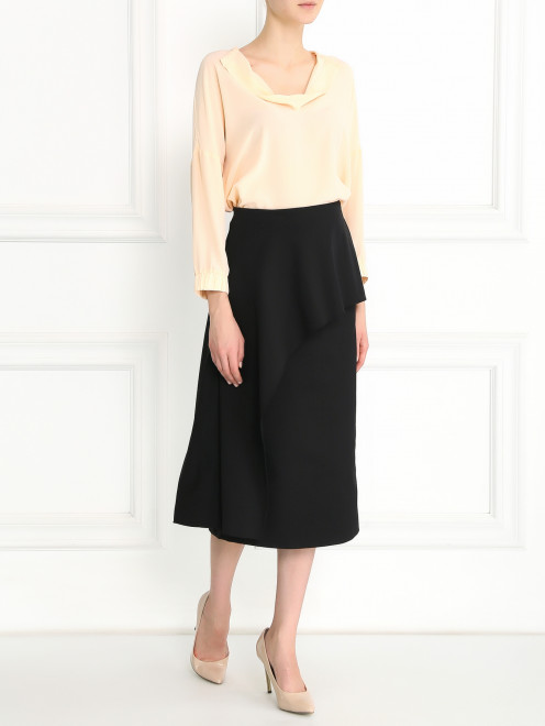 Блуза из шелка с длинным рукавом с асимметричным низом Tara Jarmon - Модель Общий вид