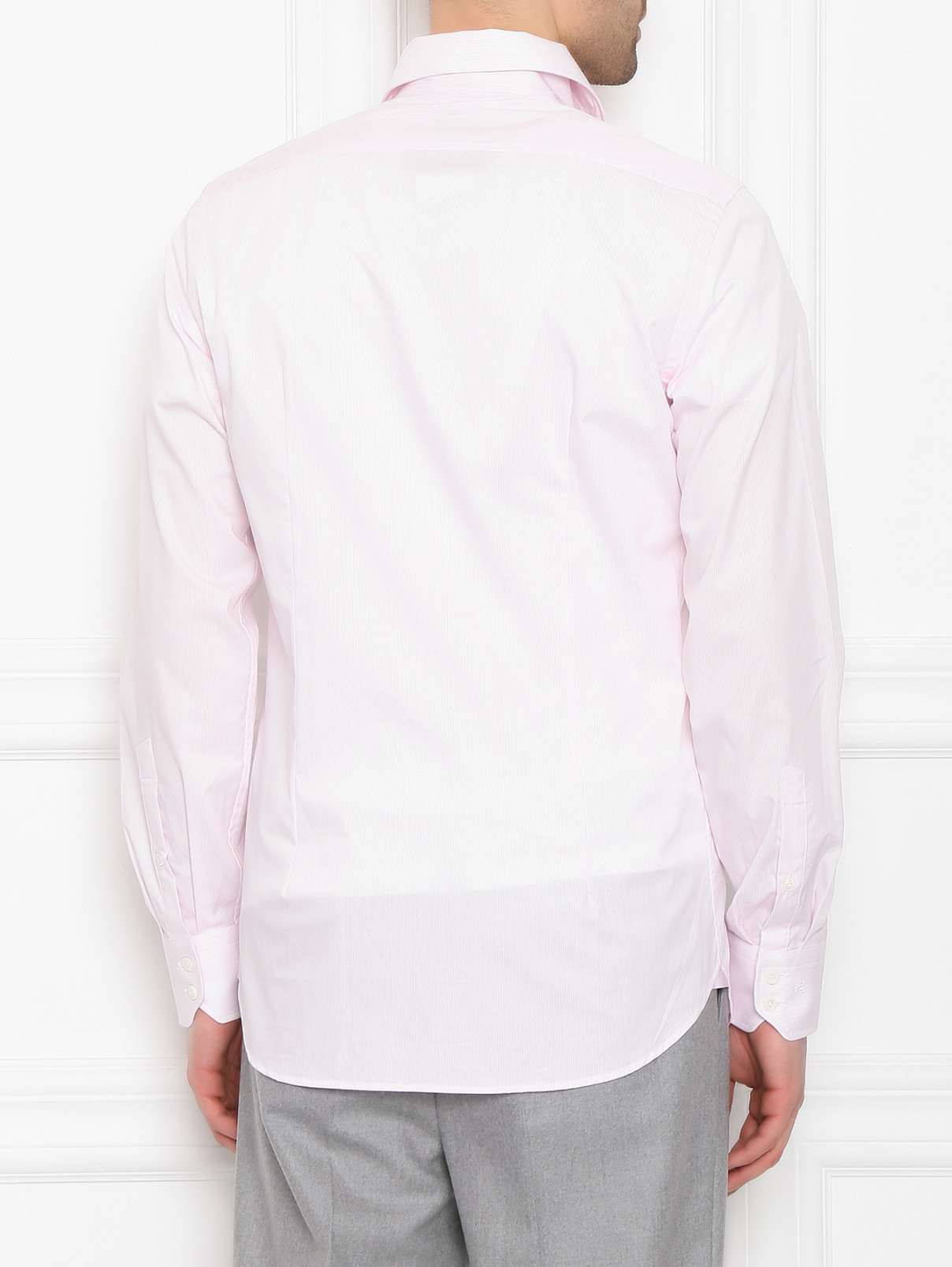 Рубашка из хлопка с узором "полоска" Van Laack  –  МодельВерхНиз1  – Цвет:  Розовый