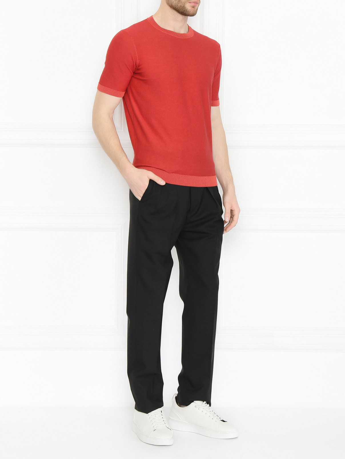 Трикотажная футболка из хлопка Kangra Cashmere  –  МодельОбщийВид  – Цвет:  Красный